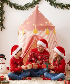 Keezi Kids Play Tent with Star Lights and Window Carry Bag 116cmx153cm Playhouse - Image 7
