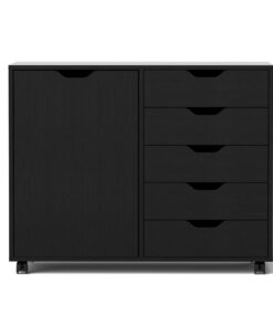 Artiss Mobile Filing Cabinet 5 Drawer Black - Image 4