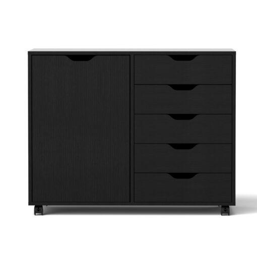 Artiss Mobile Filing Cabinet 5 Drawer Black – image 4