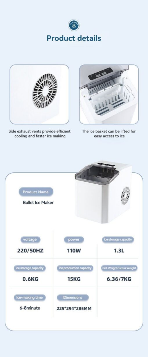 Portable Bullet Ice Maker, Silver Countertop – image 5