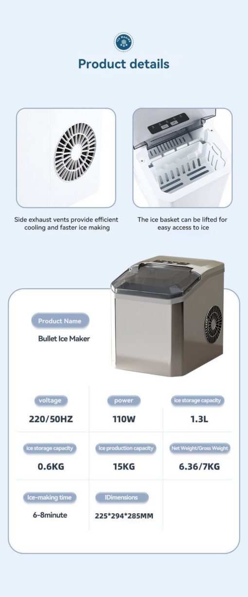 Portable Bullet Ice Maker with Self Cleaning – image 9