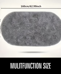 YUAN Oval Rug 80 x 160cm Dark Grey Polyester - Image 3