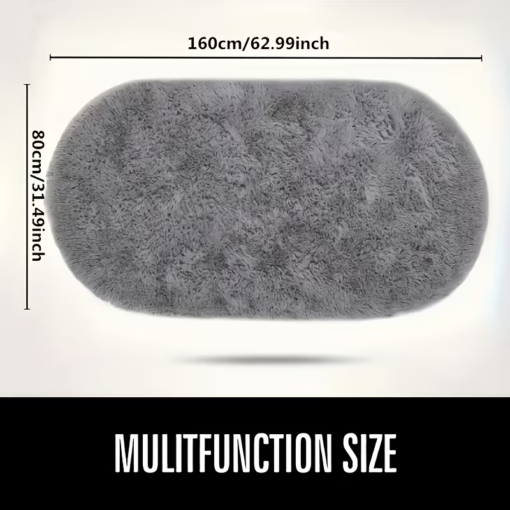 YUAN Oval Rug 80 x 160cm Dark Grey Polyester – image 3