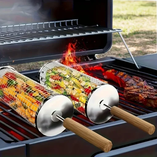 V1105-YASK-004-00.webp BBQ Grill Basket Set with Wooden Handle – image 1