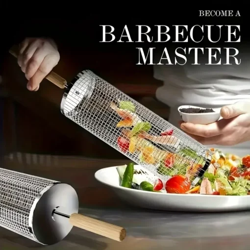 BBQ Grill Basket Set with Wooden Handle – image 2