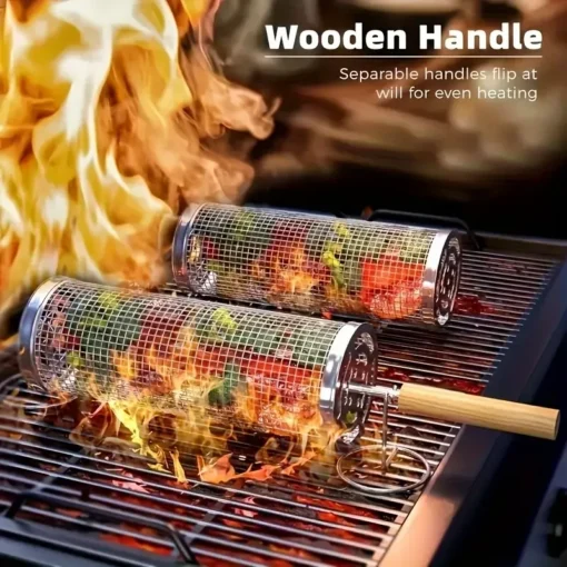 BBQ Grill Basket Set with Wooden Handle – image 3