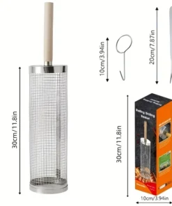BBQ Grill Basket Set with Wooden Handle - Image 5