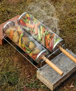 BBQ Grill Basket Set with Wooden Handle - Image 6