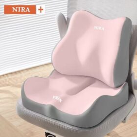 Ergonomic Seat Cushion and Backrest Set Pink Memory Foam – image 1