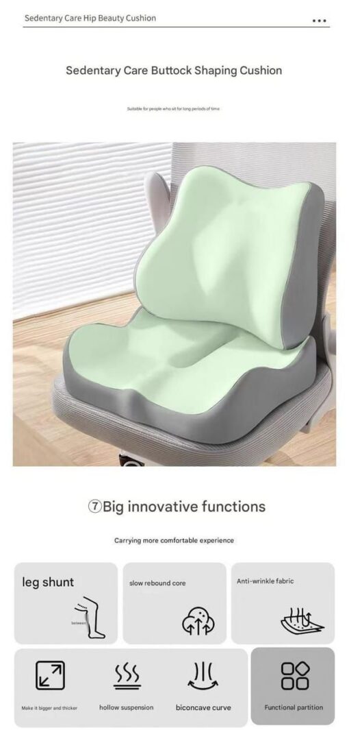 Ergonomic Seat Cushion and Backrest Set Pink Memory Foam – image 9