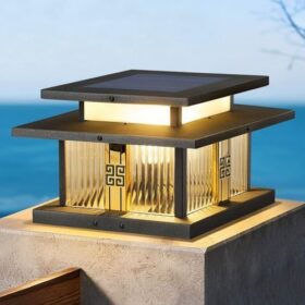 Outdoor Post Light 40cm with Glass Shade – image 1
