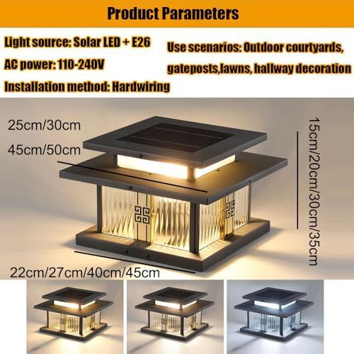 Outdoor Post Light 40cm with Glass Shade – image 2