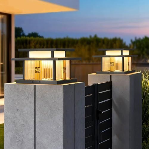Outdoor Post Light 40cm with Glass Shade – image 4