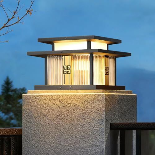 Outdoor Post Light 40cm with Glass Shade – image 5