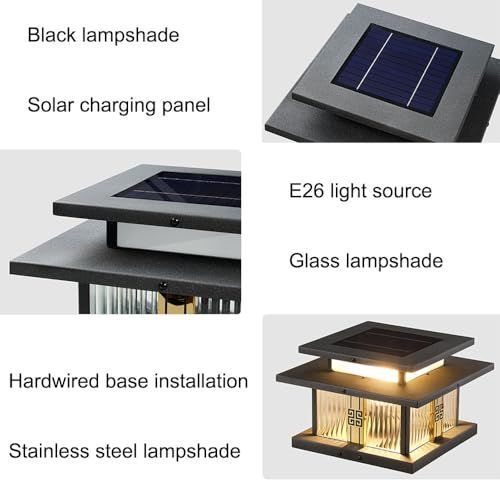 Outdoor Post Light 40cm with Glass Shade – image 7