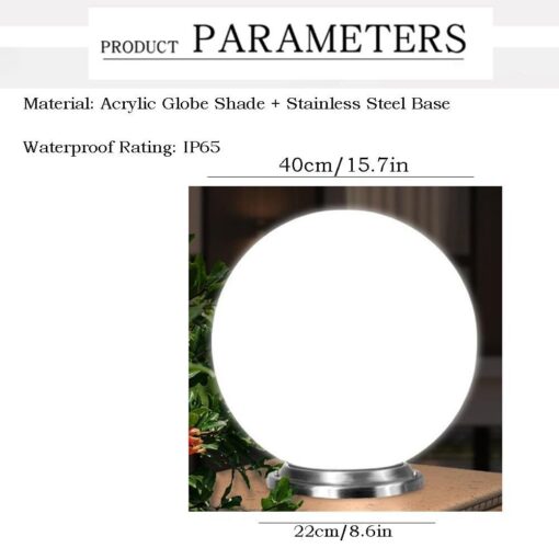 40cm Solar Globe Post Light with Acrylic Globe – image 8