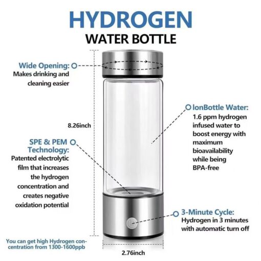 Hydrogen Water Bottle 420ml Rechargeable Ioniser – image 4