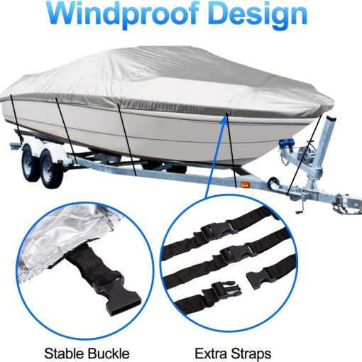 Trailerable Boat Cover 14-16FT 600D Silver – image 11