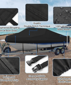 Trailerable Boat Cover 600D Waterproof Silver - Image 3
