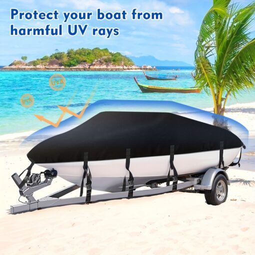 Trailerable Boat Cover 600D Waterproof Silver – image 7