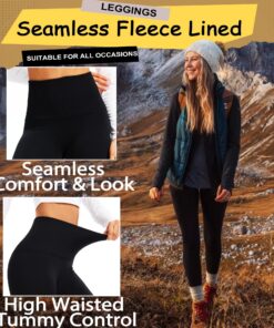Black AU14 Fleece Lined Thermal Leggings - Image 4