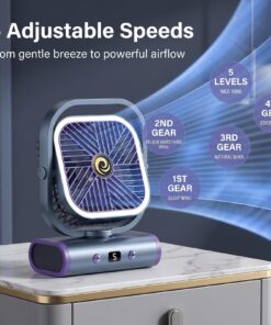 Grey USB Desk Fan with 90° Oscillation - Image 3