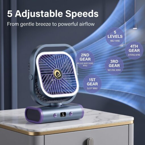 Grey USB Desk Fan with 90° Oscillation – image 3