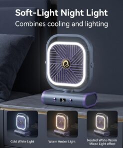 Grey USB Desk Fan with 90° Oscillation - Image 4