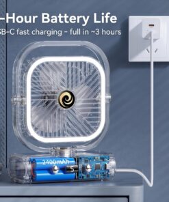 Grey USB Desk Fan with 90° Oscillation - Image 6