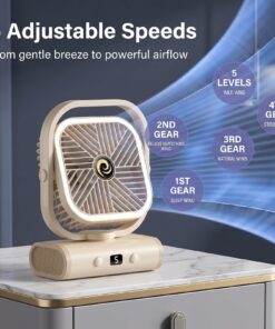 USB Desk Fan with 2400mAh Rechargeable Battery - Image 3