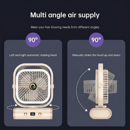 USB Desk Fan with 2400mAh Rechargeable Battery – image 5