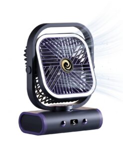 Grey USB Desk Fan with Rechargeable 2400mAh Battery - Image 1