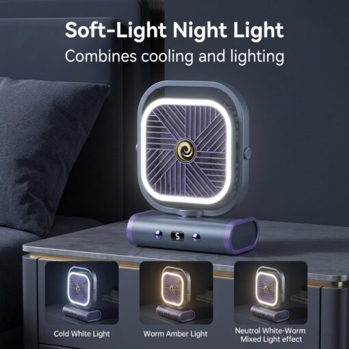 Grey USB Desk Fan with Rechargeable 2400mAh Battery – image 4