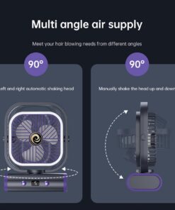 Grey USB Desk Fan with Rechargeable 2400mAh Battery - Image 5