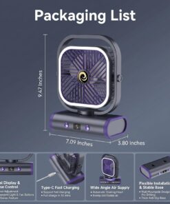 Grey USB Desk Fan with Rechargeable 2400mAh Battery - Image 7
