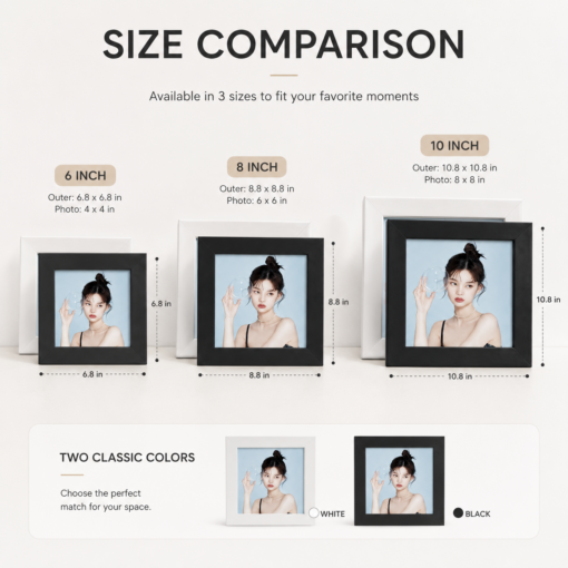 8-Inch White Square Wall-Mounted Photo Frame Set – image 4