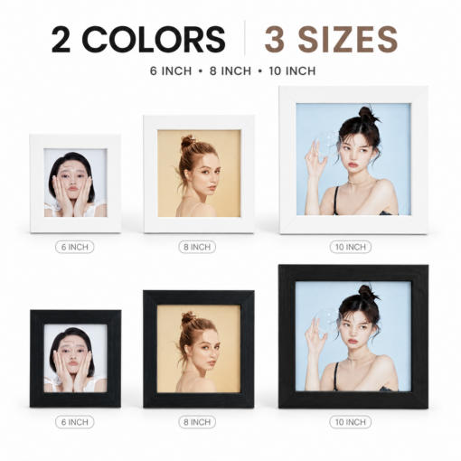 8-Inch White Square Wall-Mounted Photo Frame Set – image 5