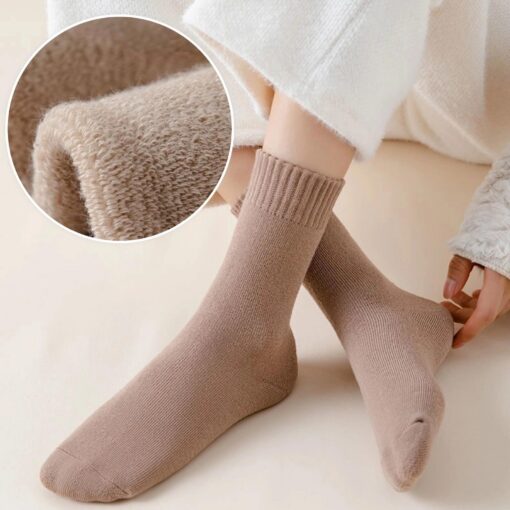 White Thermal Mid-Calf Socks, Fleece Lined – image 4