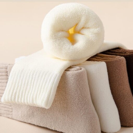White Thermal Mid-Calf Socks, Fleece Lined – image 5