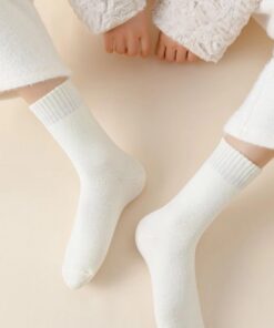 White Thermal Mid-Calf Socks, Fleece Lined - Image 6