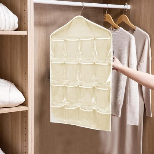 16 Pocket Beige Hanging Storage Bag for Closets – image 2