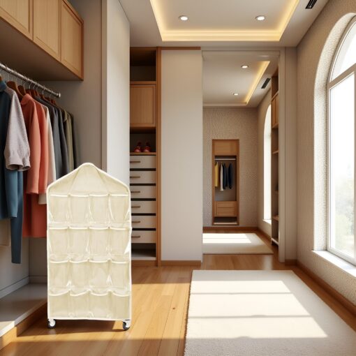 16 Pocket Beige Hanging Storage Bag for Closets – image 3