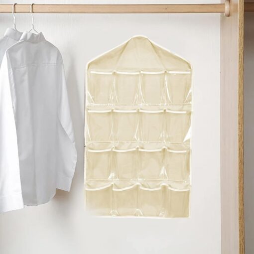 16 Pocket Beige Hanging Storage Bag for Closets – image 5