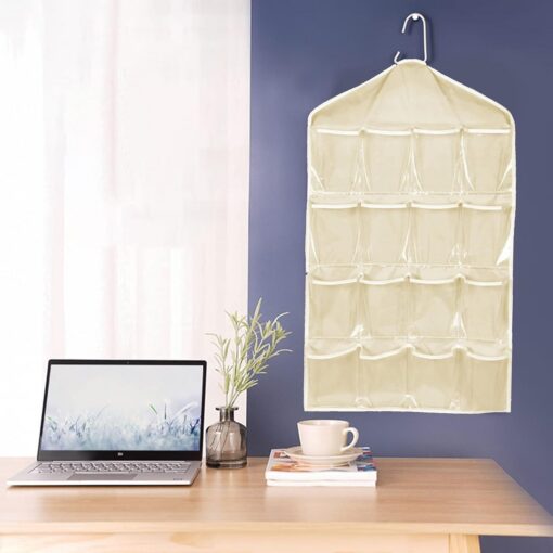 16 Pocket Beige Hanging Storage Bag for Closets – image 6