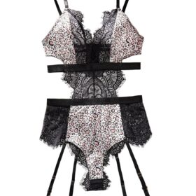 House Of Dasein Leopard Lace Lingerie Set – image 1