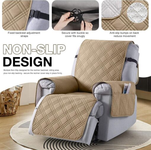 Waterproof Quilted Armchair Cushion with Non-Slip Fit – image 3