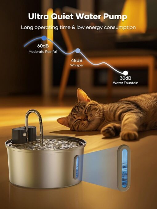 Wireless Pet Water Fountain 3.2L Stainless Steel – image 12