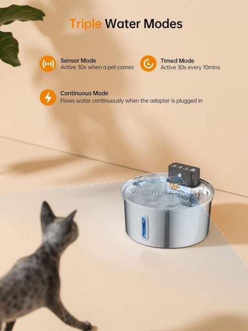 Wireless Pet Water Fountain 3.2L Stainless Steel – image 4