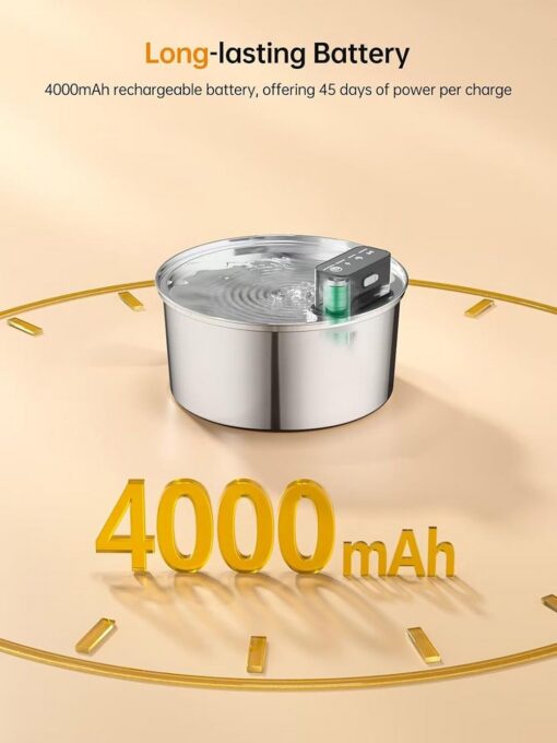 Wireless Pet Water Fountain 3.2L Stainless Steel – image 5