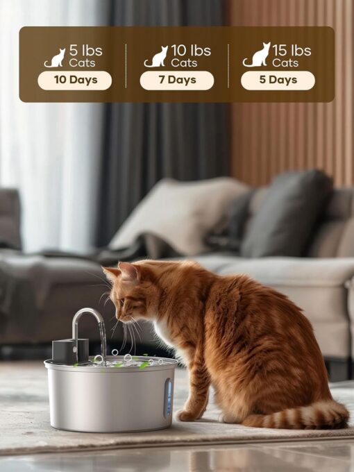 Wireless Pet Water Fountain 3.2L Stainless Steel – image 6